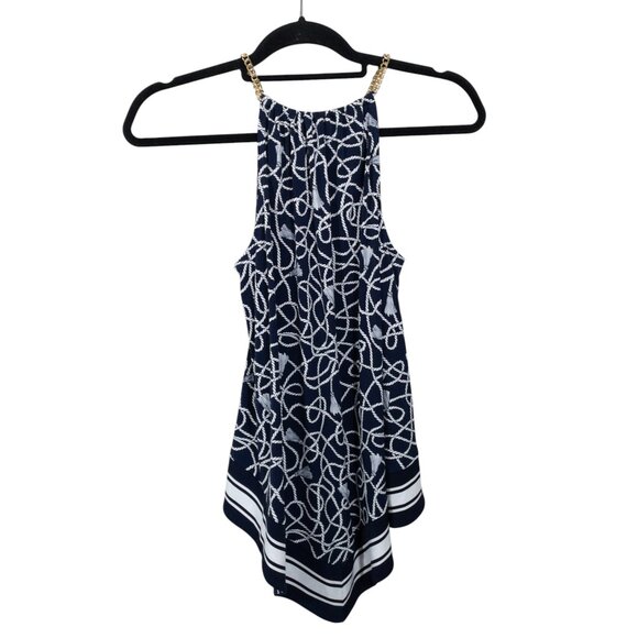 Michael Kors Nautical Gold Chain Strap Navy SZ XS Bandana Top Rope Print - Picture 2 of 9